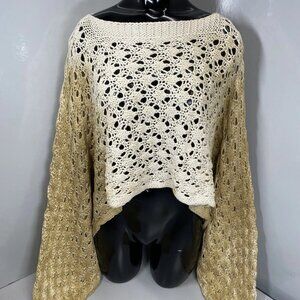 Sanctamuerte Women's Maglia Mesh Cropped Sweater Sand Shell/Gold Size S